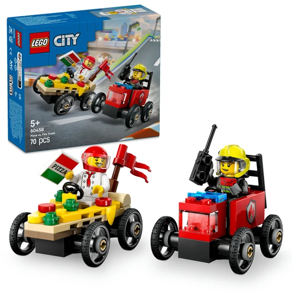 LEGO® CITY ΠΑΚΕΤΟ ΑΓΩΝΙΣΤΙΚΩΝ ΑΥΤΟΚΙΝΗΤΩΝ - ΦΟΡΤΗΓΑΚΙ ΠΙΤΣΑΣ VS. ΠΥΡΟΣΒΕΣΤΙΚΟ ΦΟΡΤΗΓΟ