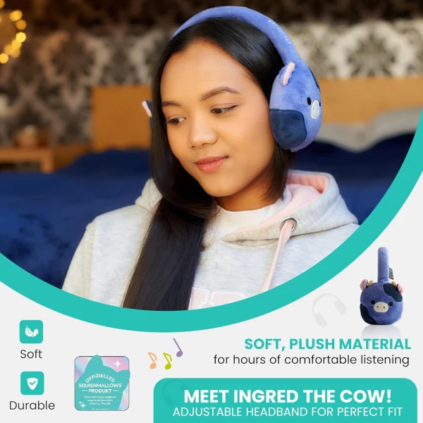 SQUISHMALLOWS PLUSH BLUETOOTH HEADPHONES - INGRED THE COW