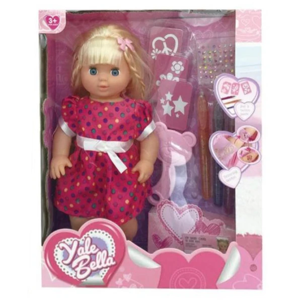 25 cm. DOLL WITH STICKER TATTOOS - 2 DESIGNS