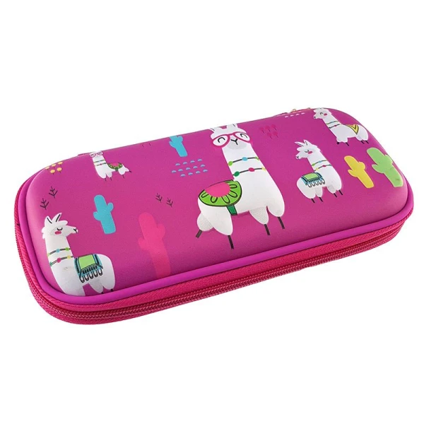3D SQUARE PENCIL CASE LLAMA FUCHSIA