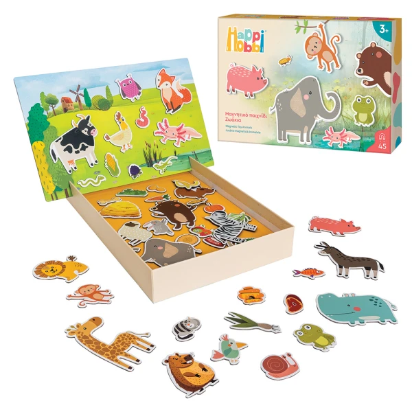HAPPIHOBBI ANIMALS 45 EDUCATIONAL PAPER MAGNETS FOR AGES 3+