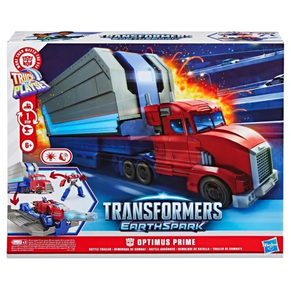 TRANSFORMERS EARTHSPARK PLAYSET OPTIMUS PRIME BATTLE TRAILER