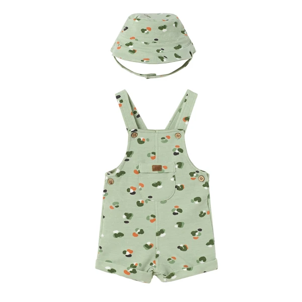 MAYORAL SET DUNGAREES HAT LIGHT GREEN