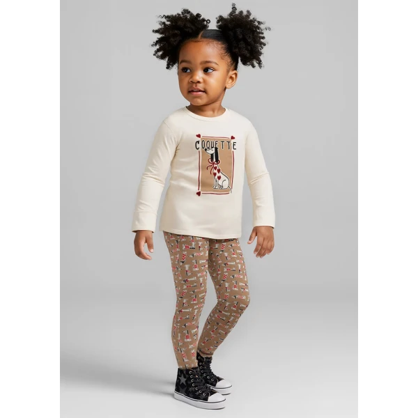 MAYORAL SET LEGGINGS PRINTED CAMEL-RED