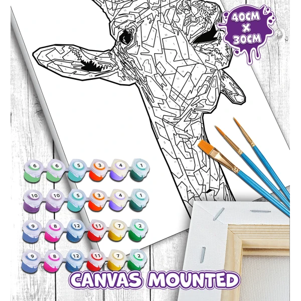 SPLAT PLANET PAINTING BY NUMBERS KIT ON FRAMED CANVAS 40X30 cm GIRAFFE
