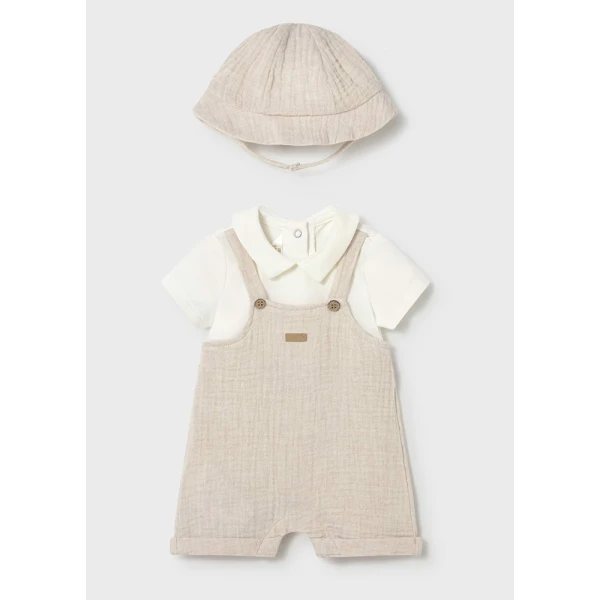 MAYORAL DUNGAREE ROMPER SHORT WHEAT 