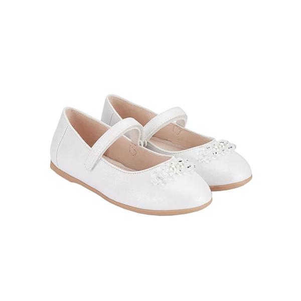 MAYORAL BALLERINA SHOES BEADS WHITE-SILVER