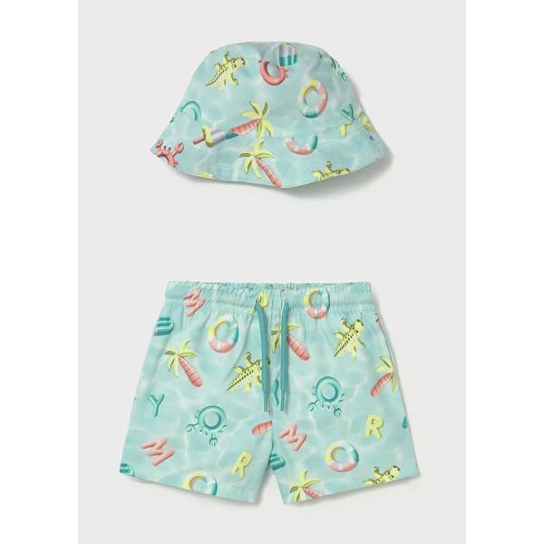 MAYORAL SET SWIMSUIT WITH HAT AQUAΜΑΡΙΝE