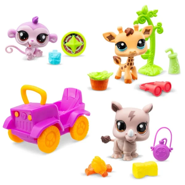 LITTLEST PETSHOP FIGURES 3 pcs. WITH ACCESSORIES - SAFARI