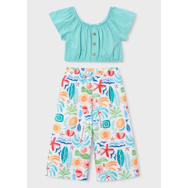 MAYORAL SET PANTS LONG PRINTED GREENBLUE