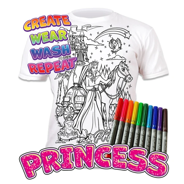 SPLAT PLANET WASHABLE COLOURING T-SHIRT PRINCESS WITH MARKERS (5-6 YEARS)