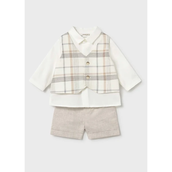 MAYORAL SET PANTS SHORT AND VEST WHEAT