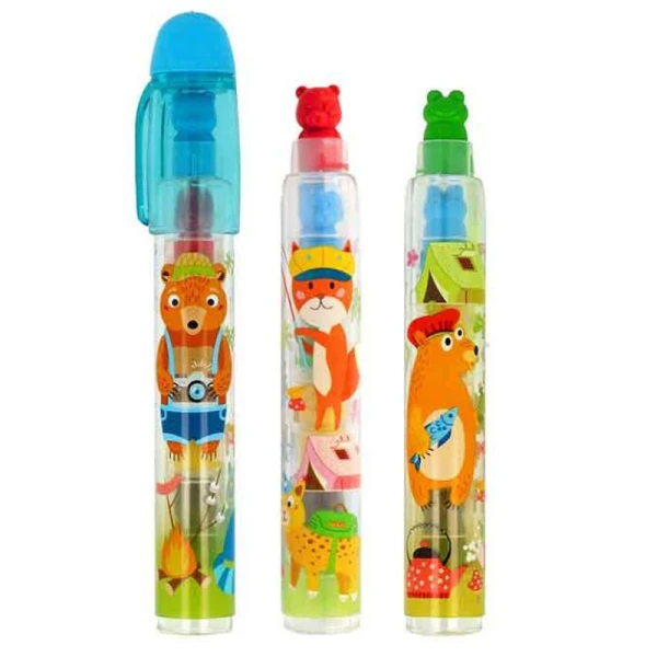 CRAYON PEN WITH ERASER FOREST ANIMALS - 3 COLOURS