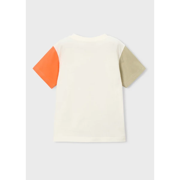 MAYORAL BLOUSE SHORT SLEEVES COMBINED CREAM-ORANGE