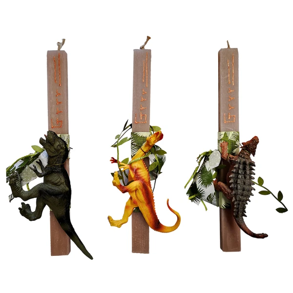 UNIKER HANDMADE CANDLE OLIVE DINOSAUR SMALL - 7 DESIGNS