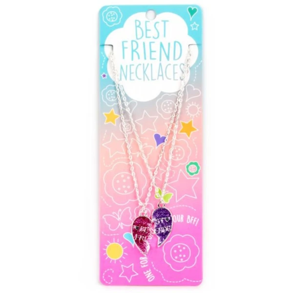 ΚΟΛΙΕ BEST FRIENDS ΣΕΤ 2 τεμ. PINK-PURPLE GLITTER SPLIT HEART