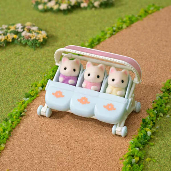 THE SYLVANIAN FAMILIES FLORAL CAT TRIPLETS & STROLLER