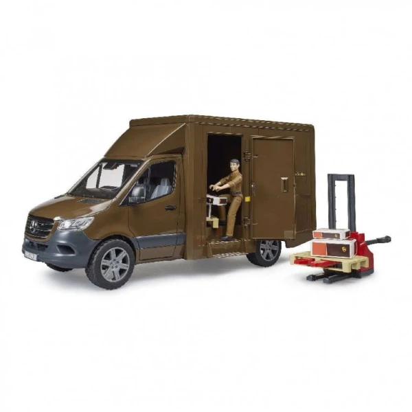 BRUDER VAN MERCEDES BENZ UPS WITH DRIVER AND LIFT