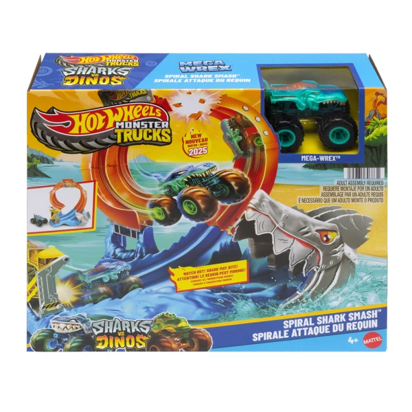 HOT WHEELS MONSTER TRUCKS - SPIRAL SHARK SMASH PLAYSET