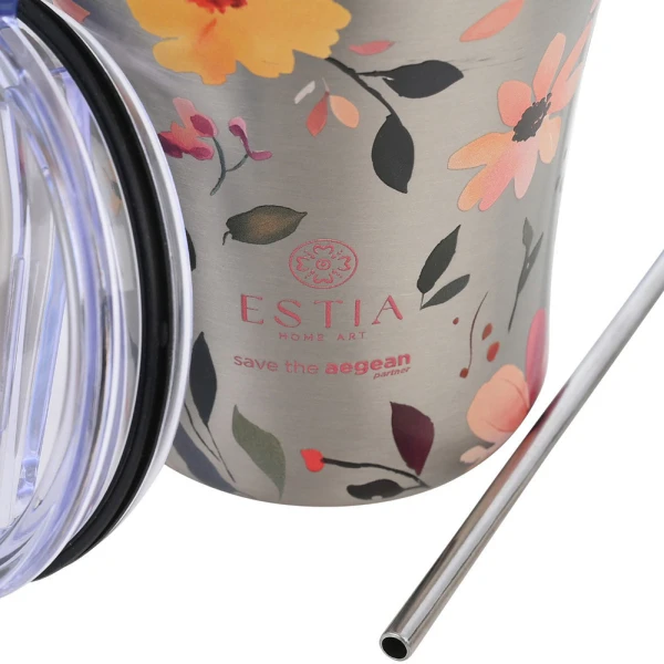 ESTIA HOME ART COFFEE MUG 350ml - SILVER BOTANIC