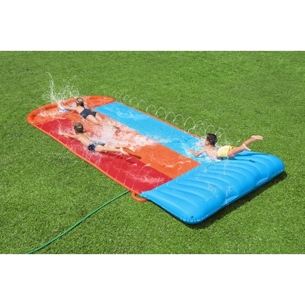 BESTWAY H2OGO! TRIPLE SLIDE 4.88m INFLATABLE GARDEN TSUNAMI SPLASH RAMP