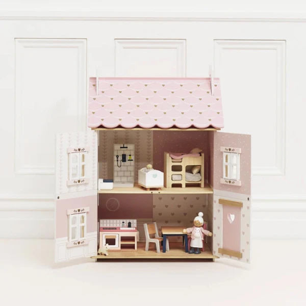 LE TOY VAN ΞΥΛΙΝΟ ΚΟΥΚΛΟΣΠΙΤΟ ROSE HEART ΡΟΖ-ΛΕΥΚΟ 44Χ35Χ63 εκ.