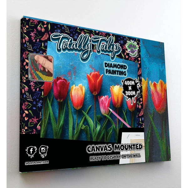 SPLAT PLANET DIAMOND PAINTING KIT ON FRAMED CANVAS 30X40 cm TOTALLY TULIPS