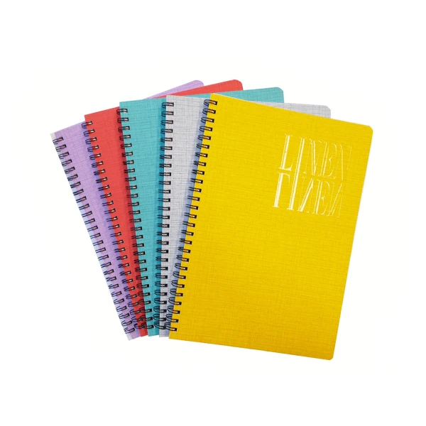 SPIRAL NOTEBOOK 17X24 3 TOPICS 90 SHEETS LINEN - 5 COLOURS
