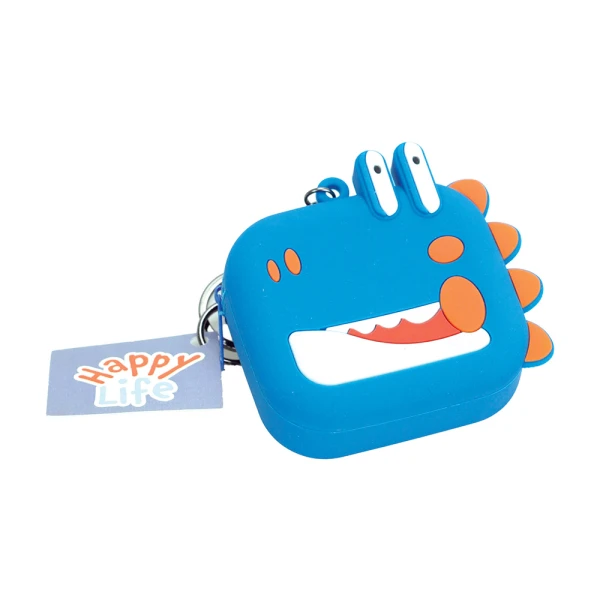 SILICONE KEYCHAIN COIN PURSE HAPPY LIFE DINOSAUR