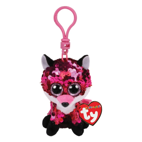 TY BEANIE BOOS PLUSH WITH CLIP SEQUIN PINK FOX 8.5 cm