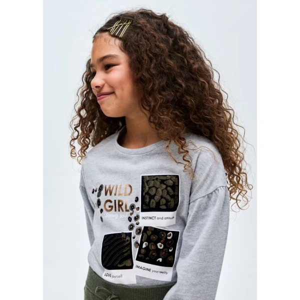 MAYORAL BLOUSE LONG SLEEVES SILVER DARK