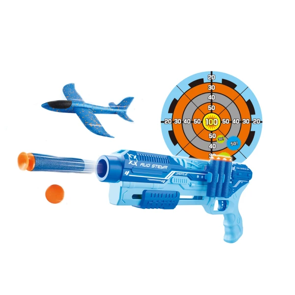 FOAM BULLETS GUN WITH TARGET, LAUNCHES AIRPLANE 5 IN 1