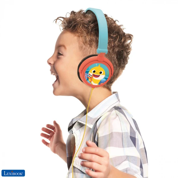 LEXIBOOK BABY SHARK STEREO FOLDABLE HEADPHONES WITH KID-SAFE VOLUME