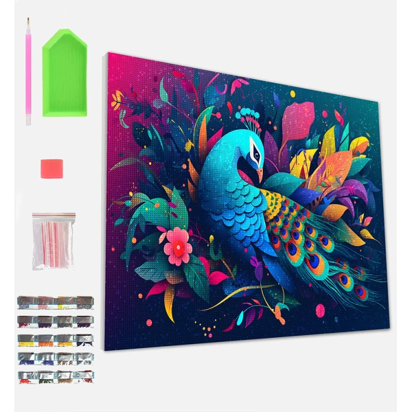 SPLAT PLANET ΣΕΤ DIAMOND PAINTING ΣΕ ΚΑΜΒΑ ΜΕ ΤΕΛΑΡΟ 30Χ40 εκ. PEACOCK