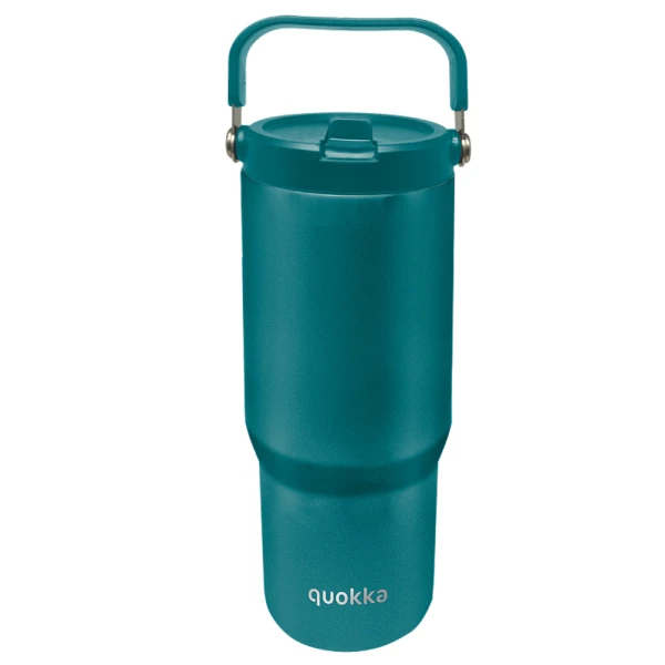 QUOKKA ΑΝΟΞΕΙΔΩΤΟ ΘΕΡΜΟΣ TUMBLER ΜΕ ΚΑΛΑΜΑΚΙ & ΛΑΒΗ 860ml CORE MIDNIGHT GREEN
