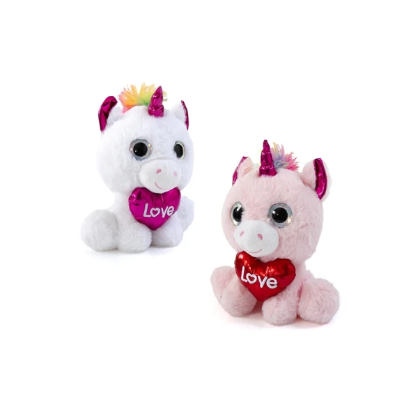 PLUSH UNICORN WITH HEART 24 cm - 2 COLOURS