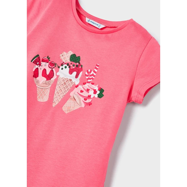 MAYORAL PRINTED SHORT SLEEVE BLOUSE PINK FUCHSIA