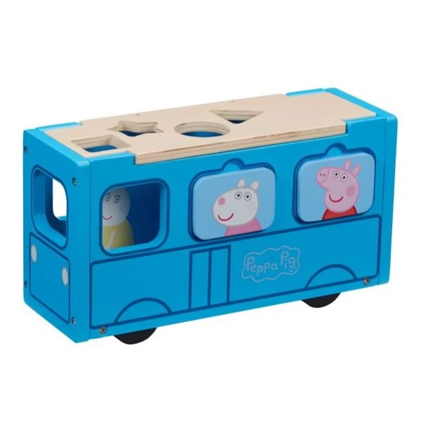 PEPPA PIG ΞΥΛΙΝΟ ΣΧΟΛΙΚΟ ΛΕΩΦΟΡΕΙΟ ΜΕ ΣΧΗΜΑΤΑ