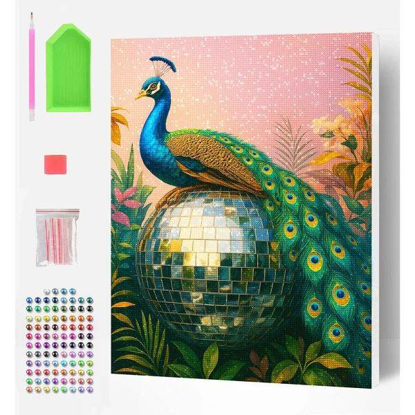 SPLAT PLANET DIAMOND PAINTING KIT ON FRAMED CANVAS 40X30 cm PEACOCKTAIL PARTY