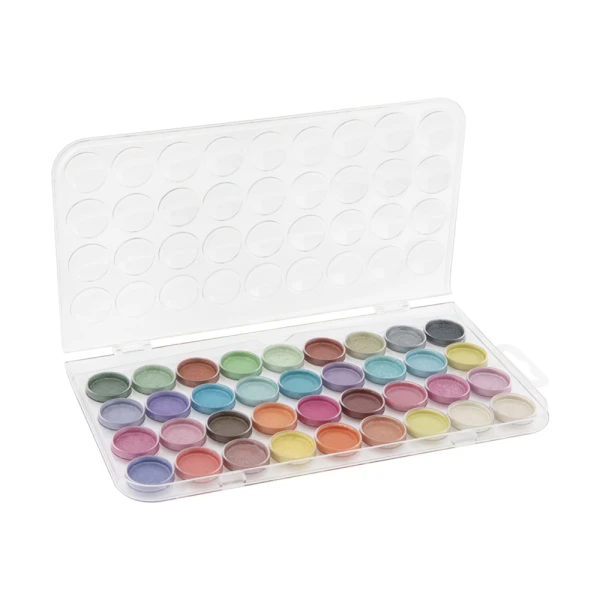 36PCS METALLIC AQUAREL SET IN TRANSPARENT PALETTE