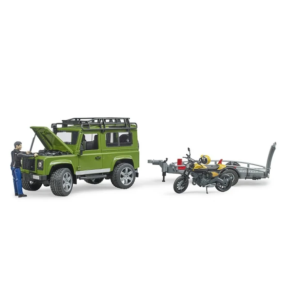 BRUDER LAND ROVER ΜΕ ΤΡΕΙΛΕΡ, ΜΗΧΑΝΗ DUCATI ΚΑΙ ΟΔΗΓΟ
