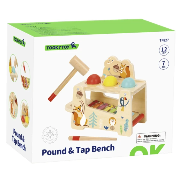 TOOKY TOY WOODEN POUND & TAP BENCH WITH XYLOPHONE