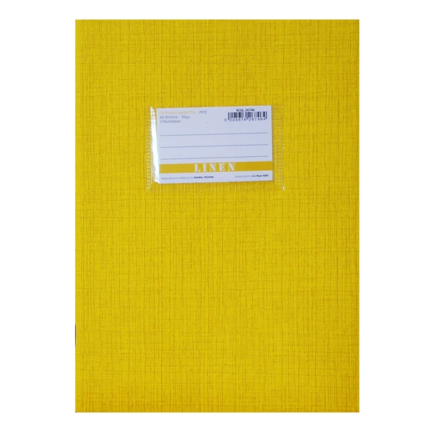 NOTEBOOK WITH PIN  LINEN 17X24 STRIPES 50 SHEETS YELLOW