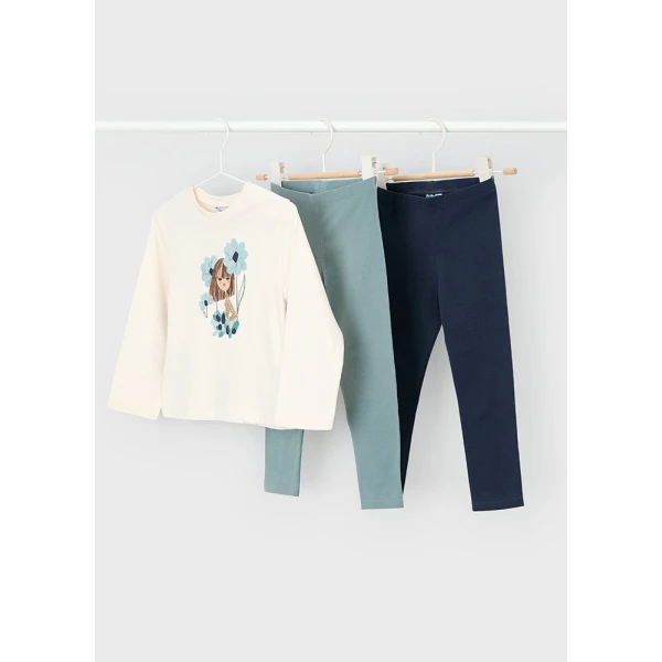 MAYORAL SET LEGGINGS 2 TROUSERS GREEN 
