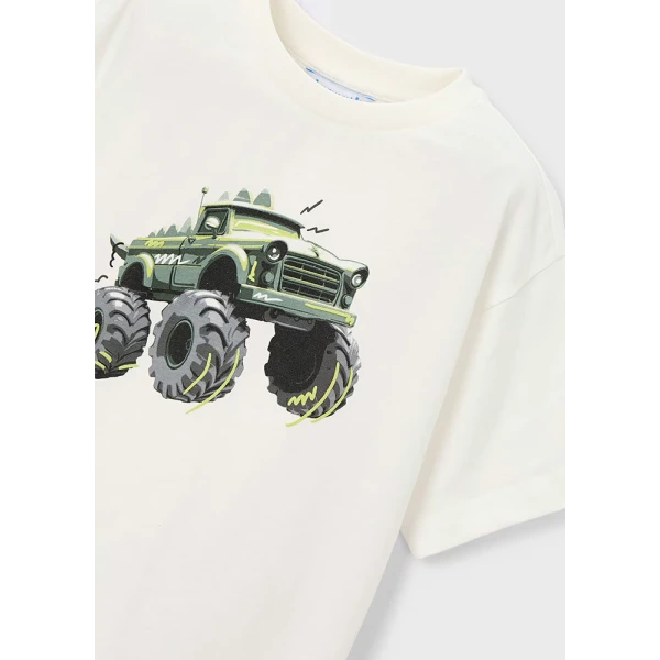 MAYORAL BLOUSE SHORT SLEEVES TRUCK CREAM 
