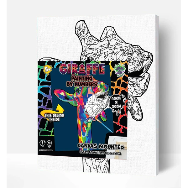SPLAT PLANET PAINTING BY NUMBERS KIT ON FRAMED CANVAS 40X30 cm GIRAFFE