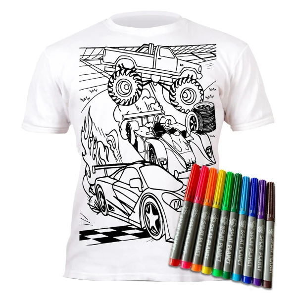 SPLAT PLANET ΠΛΕΝΟΜΕΝΟ T-SHIRT ΖΩΓΡΑΦΙΚΗΣ CARS ΜΕ ΜΑΡΚΑΔΟΡΟΥΣ (5-6 ΕΤΩΝ)