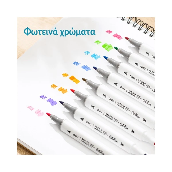 DELI DOUBLE-TIP WASHABLE DESIGN MARKERS IN PLASTIC CASE 36 COLORS