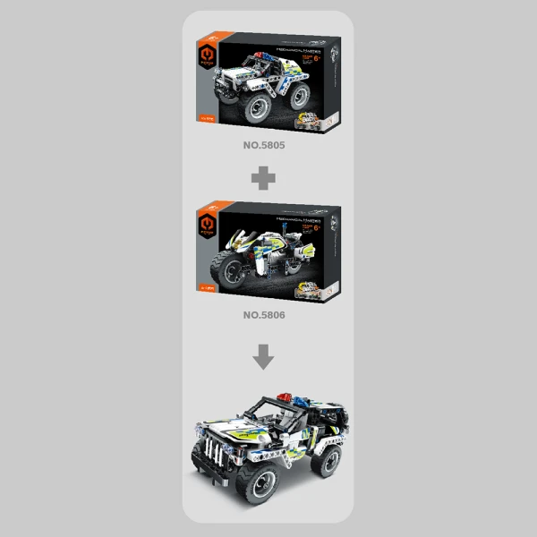 MECHANICAL MASTER CONSTRUCTION PULL BACK POLICE CAR 199 pcs
