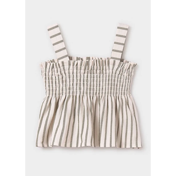 MAYORAL BLOUSE BRACES STRIPED LIGHT GREEN